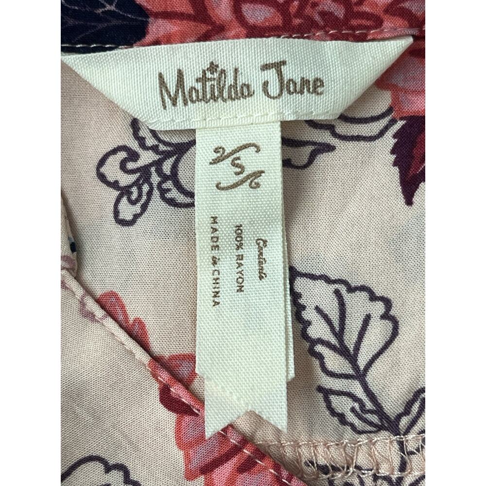 Matilda Jane Livery Millie Blouse Size S Peach Floral Henley Popover Top Boho - Picture 9 of 13